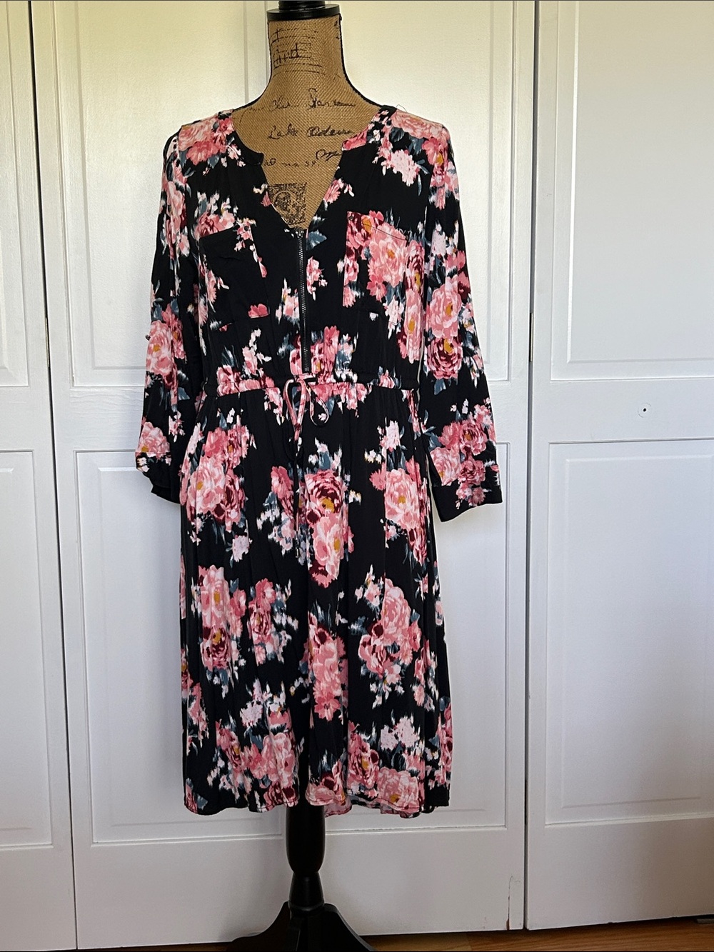 torrid Black Dress with Pink Floral Print